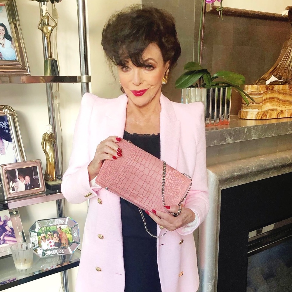 Brandon Blackwood Pink Croc-suede Bag - Picture 2 of 11